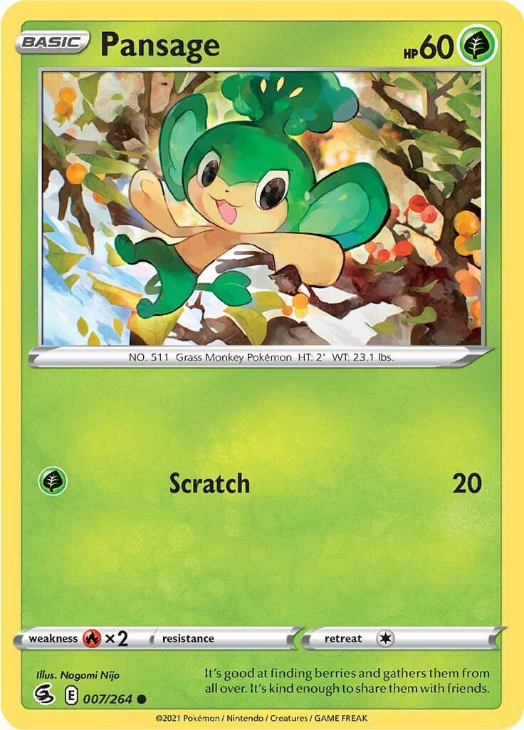 Pansage (007/264) [Sword & Shield: Fusion Strike] Pokemon Single Pokémon  | Multizone: Comics And Games