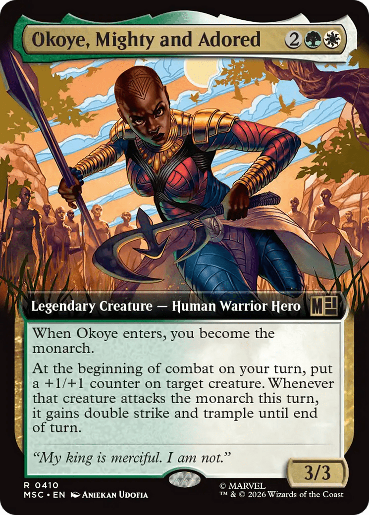 Okoye, Mighty and Adored (Extended Art) [Marvel Super Heroes Commander] MTG Single Magic: The Gathering  | Multizone: Comics And Games