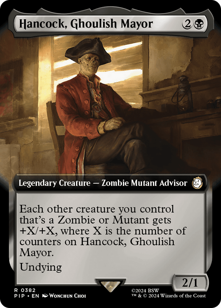 Hancock, Ghoulish Mayor (Extended Art) [Fallout] MTG Single Magic: The Gathering  | Multizone: Comics And Games