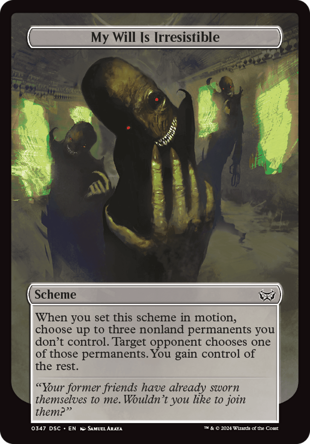 My Will Is Irresistible (Full Art) [Duskmourn: Archenemy] MTG Single Magic: The Gathering  | Multizone: Comics And Games