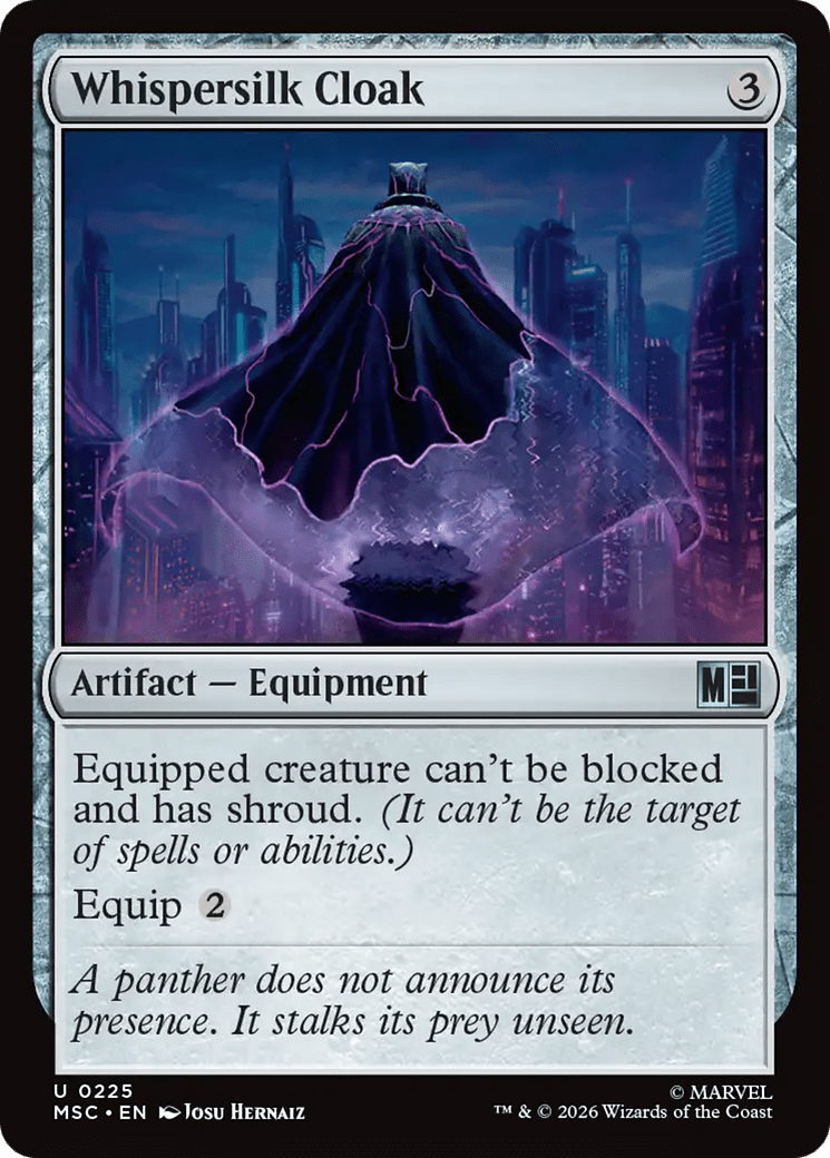 Whispersilk Cloak (Surge Foil) [Marvel Super Heroes Commander] MTG Single Magic: The Gathering  | Multizone: Comics And Games