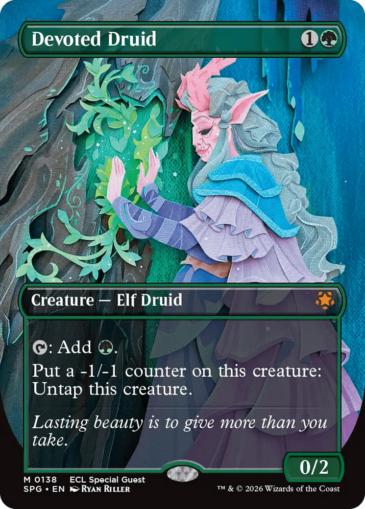 Devoted Druid (Borderless) [Lorwyn Eclipsed Special Guests] MTG Single Magic: The Gathering  | Multizone: Comics And Games