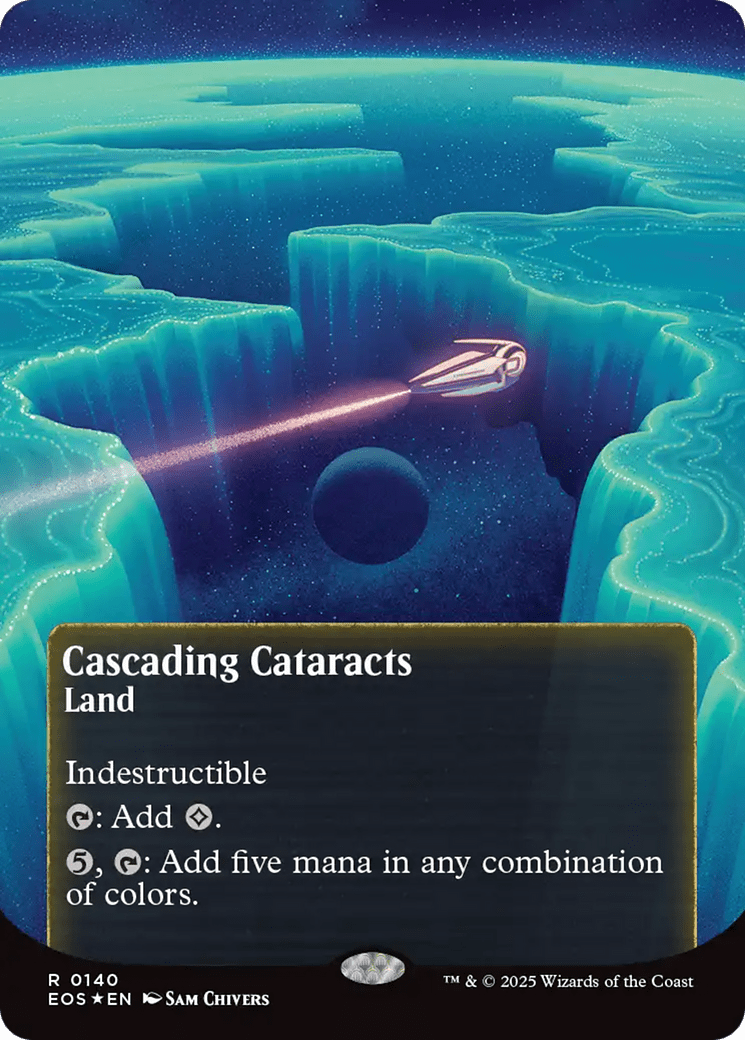 Cascading Cataracts (0140) (Borderless) (Galaxy Foil) [Edge of Eternities: Stellar Sights] MTG Single Magic: The Gathering  | Multizone: Comics And Games