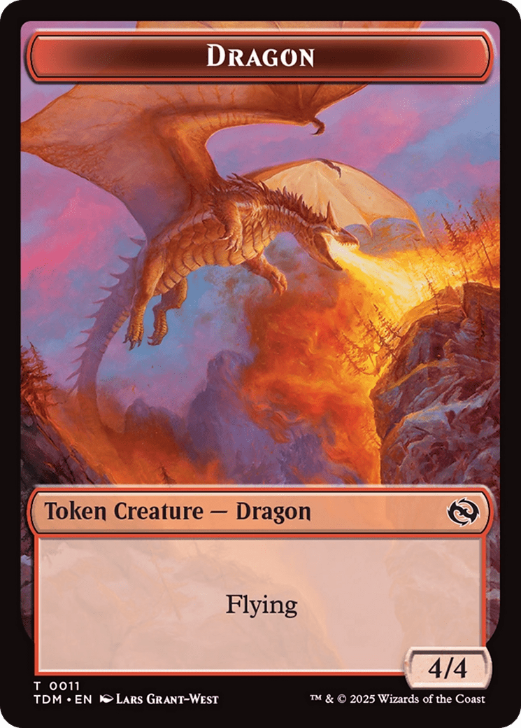 Dragon (0011) // Warrior Double-Sided Token [Tarkir: Dragonstorm Tokens] MTG Single Magic: The Gathering  | Multizone: Comics And Games