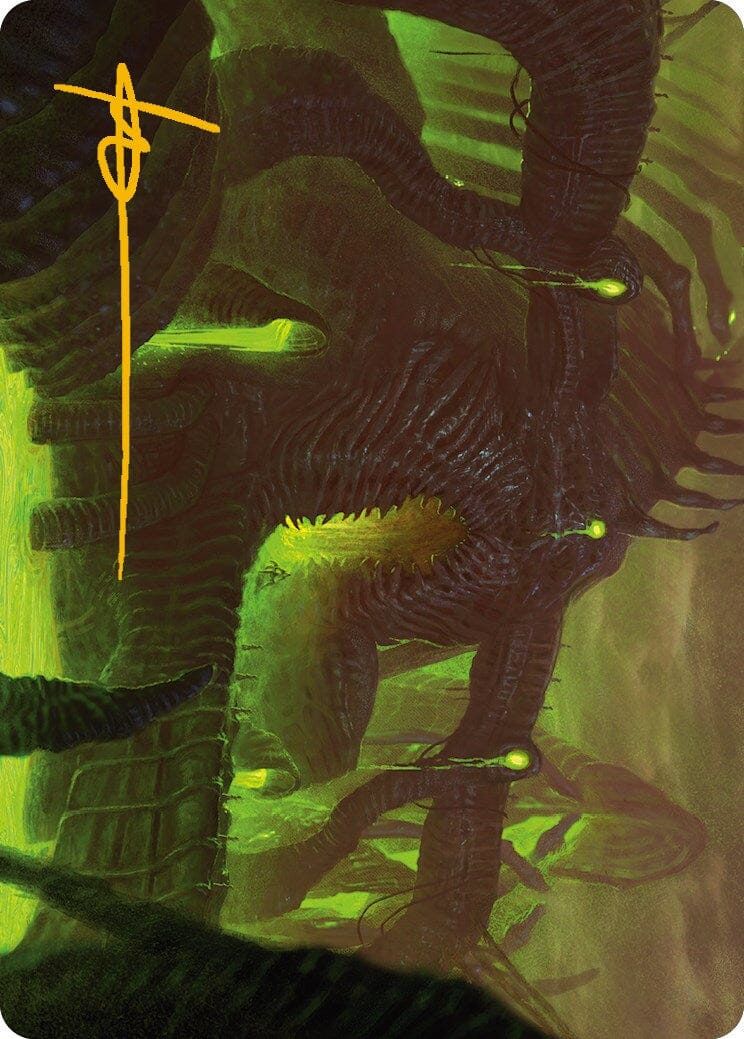 The Dross Pits Art Card (Gold-Stamped Signature) [Phyrexia: All Will Be One Art Series] MTG Single Magic: The Gathering  | Multizone: Comics And Games
