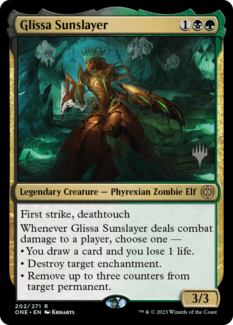 Glissa Sunslayer (Promo Pack) [Phyrexia: All Will Be One Promos] MTG Single Magic: The Gathering  | Multizone: Comics And Games