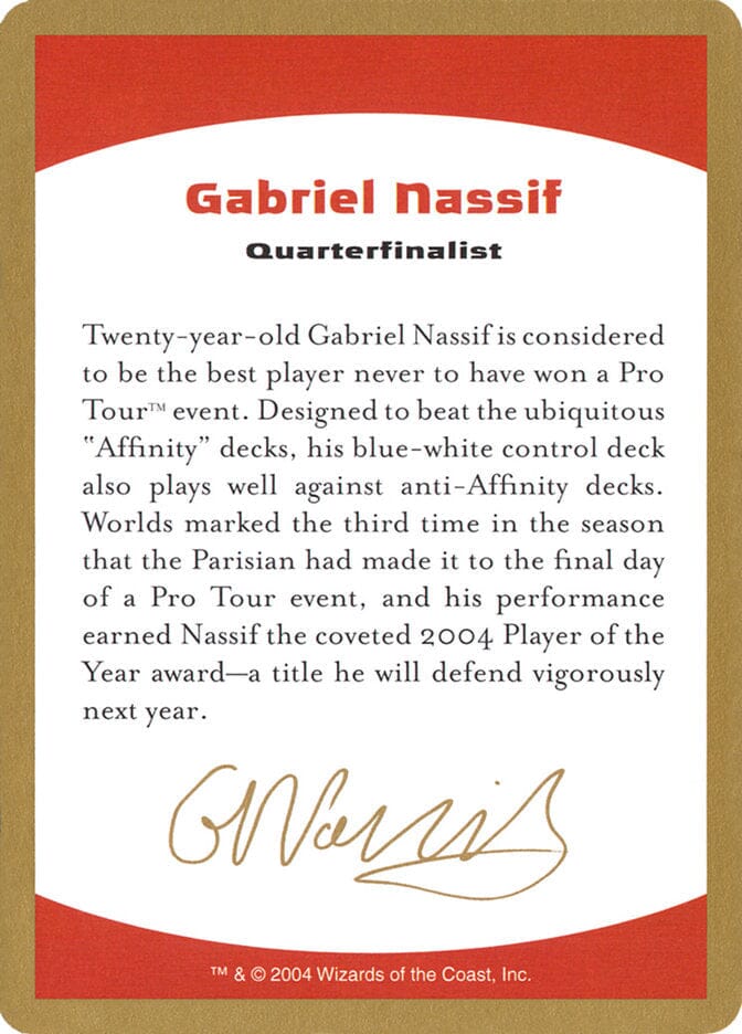 Gabriel Nassif Bio [World Championship Decks 2004] MTG Single Magic: The Gathering  | Multizone: Comics And Games