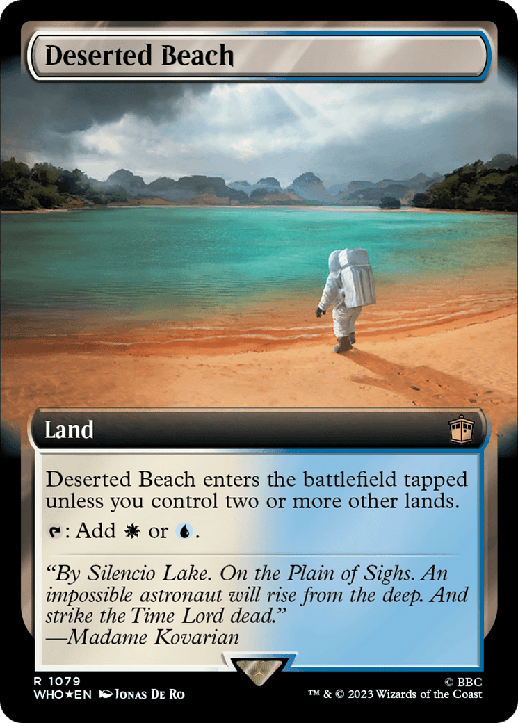 Deserted Beach (Extended Art) (Surge Foil) [Doctor Who] MTG Single Magic: The Gathering  | Multizone: Comics And Games