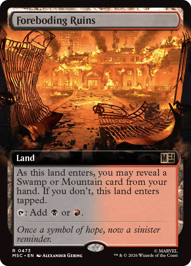 Foreboding Ruins (Extended Art) [Marvel Super Heroes Commander] MTG Single Magic: The Gathering  | Multizone: Comics And Games