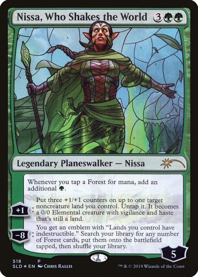 Nissa, Who Shakes the World (Stained Glass) [Secret Lair Drop Promos] MTG Single Magic: The Gathering  | Multizone: Comics And Games