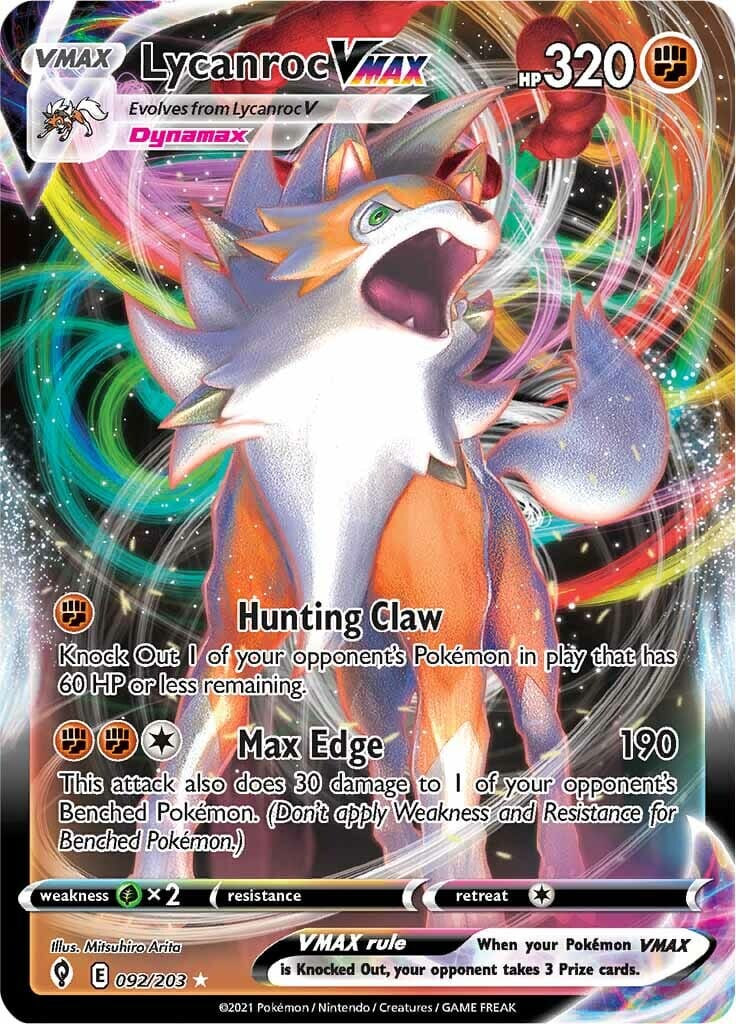 Lycanroc VMAX (092/203) [Sword & Shield: Evolving Skies] Pokemon Single Pokémon  | Multizone: Comics And Games