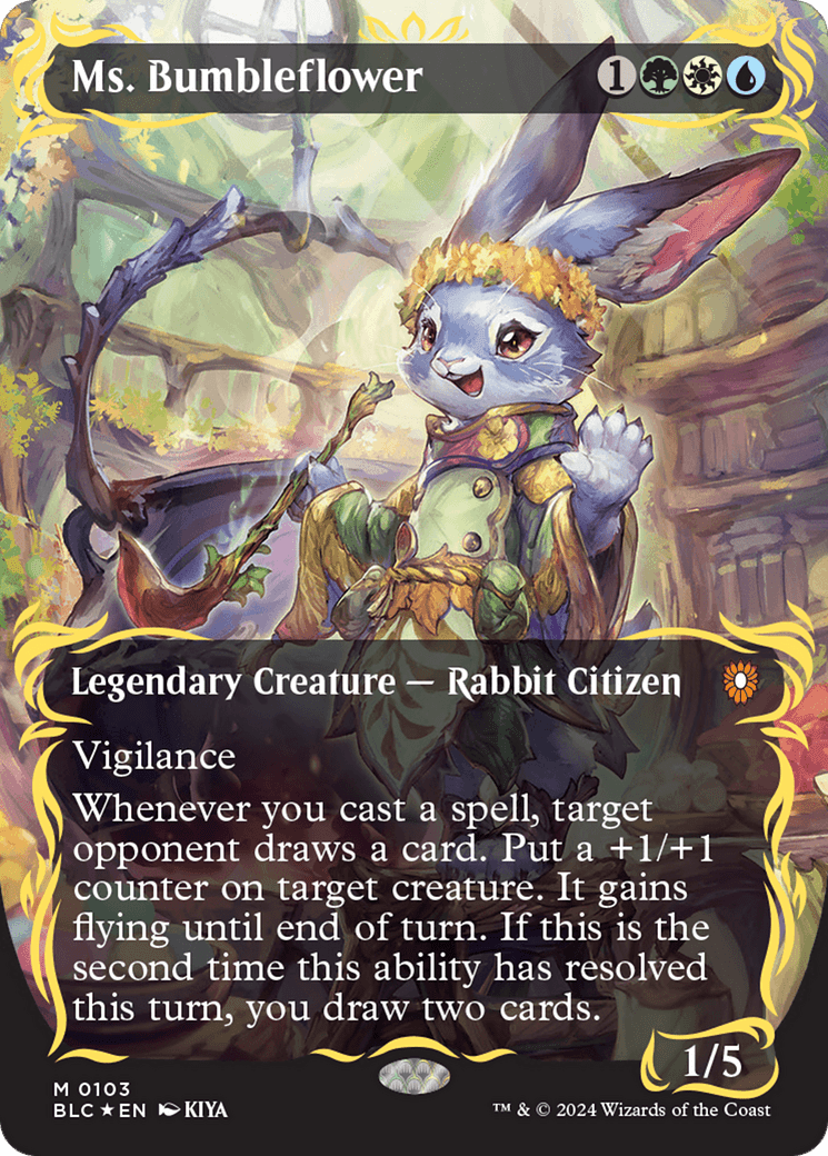 Ms. Bumbleflower (Borderless) (Raised Foil) [Bloomburrow Commander] MTG Single Magic: The Gathering  | Multizone: Comics And Games