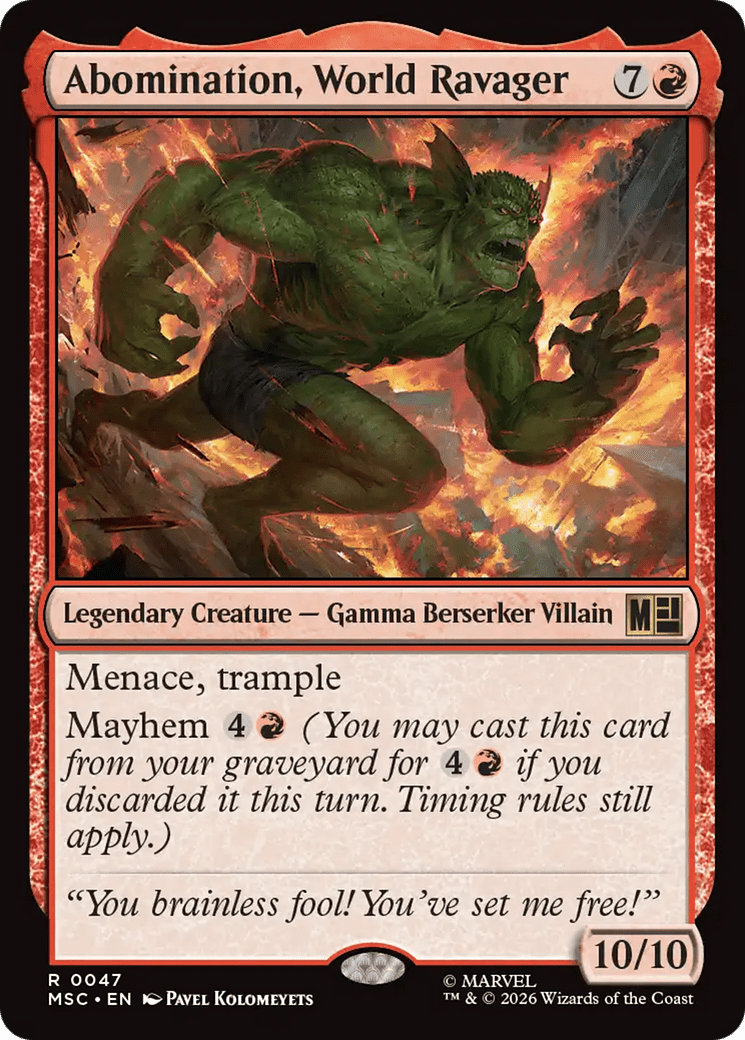 Abomination, World Ravager (Surge Foil) [Marvel Super Heroes Commander] MTG Single Magic: The Gathering  | Multizone: Comics And Games