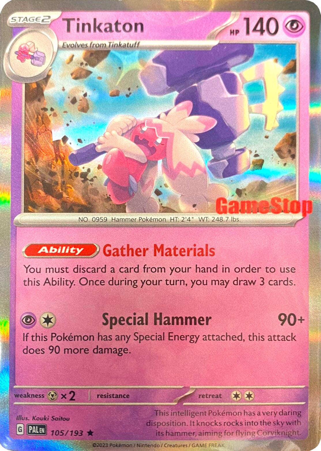 Tinkaton (105/193) (GameStop) [Scarlet & Violet: Paldea Evolved] Pokemon Single Pokémon  | Multizone: Comics And Games