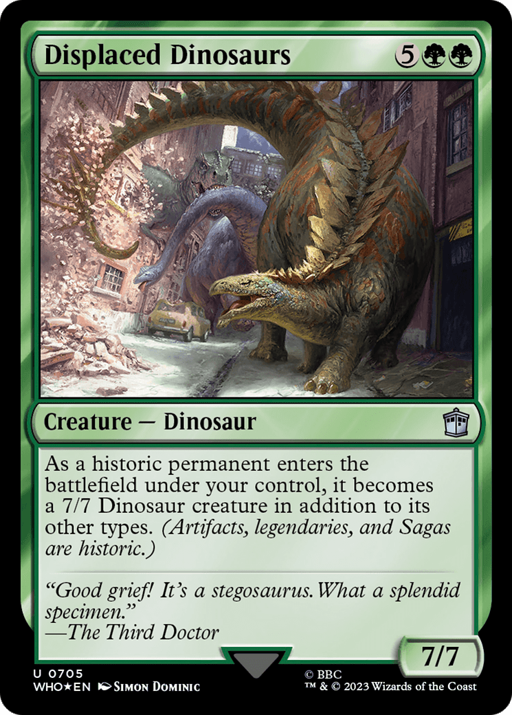 Displaced Dinosaurs (Surge Foil) [Doctor Who] MTG Single Magic: The Gathering  | Multizone: Comics And Games