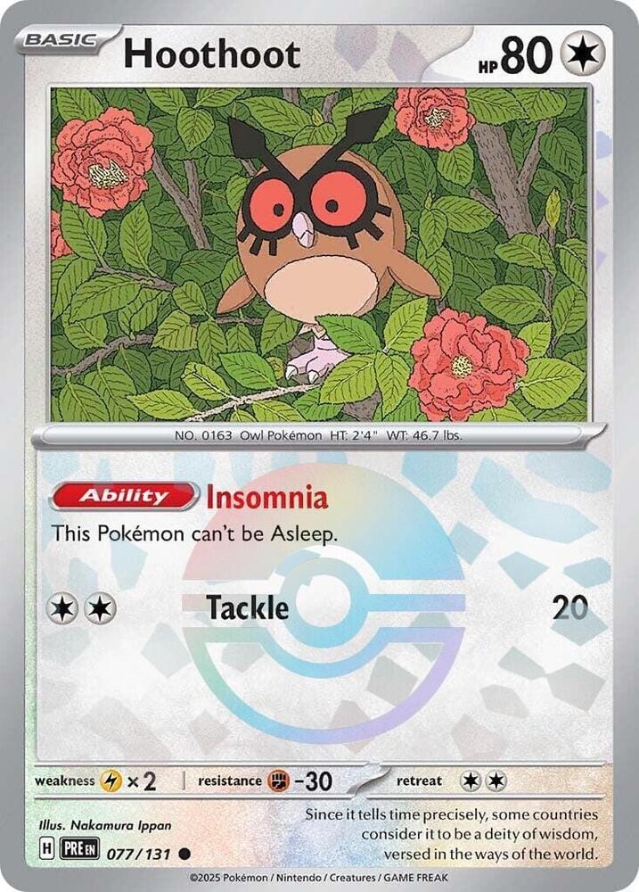 Hoothoot (077/131) (Poke Ball Pattern) [Scarlet & Violet: Prismatic Evolutions] Pokemon Single Pokémon  | Multizone: Comics And Games