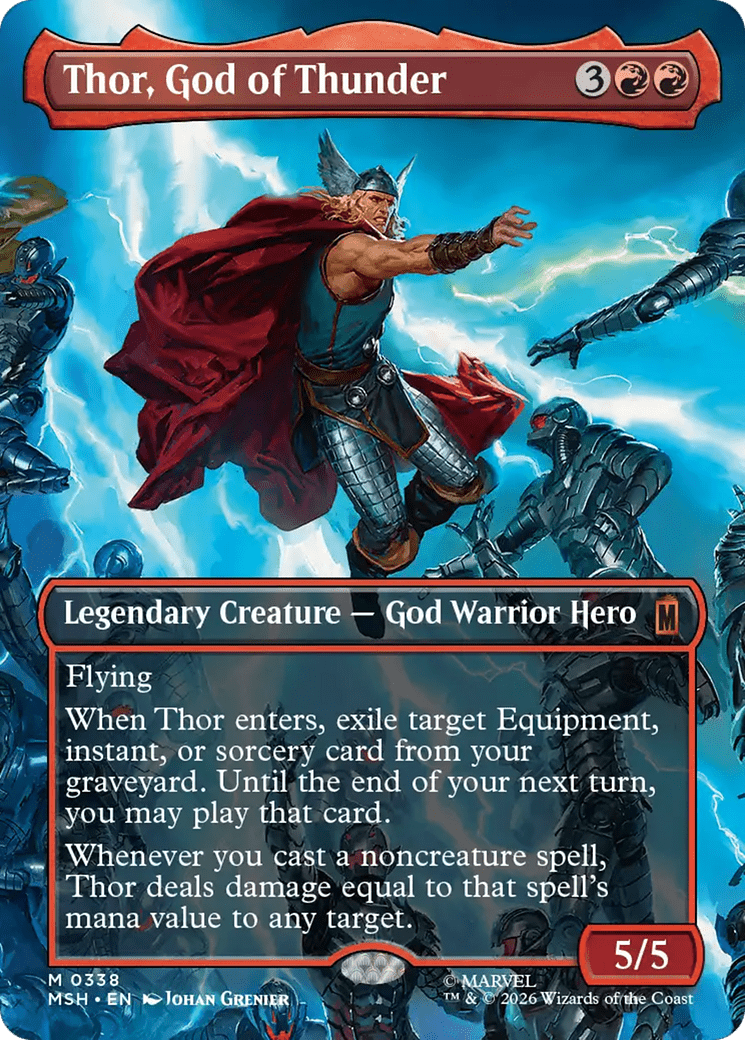 Thor, God of Thunder (Borderless) (0338) [Marvel Super Heroes] MTG Single Magic: The Gathering  | Multizone: Comics And Games
