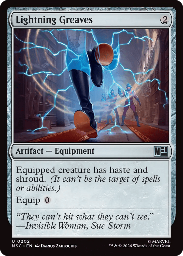 Lightning Greaves (Surge Foil) [Marvel Super Heroes Commander] MTG Single Magic: The Gathering  | Multizone: Comics And Games