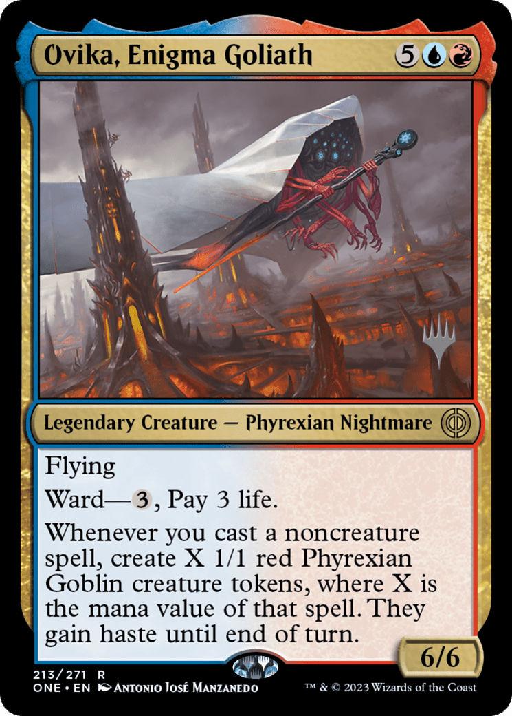 Ovika, Enigma Goliath (Promo Pack) [Phyrexia: All Will Be One Promos] MTG Single Magic: The Gathering  | Multizone: Comics And Games