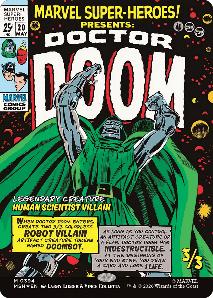 Doctor Doom (Borderless) [Marvel Super Heroes] MTG Single Magic: The Gathering  | Multizone: Comics And Games