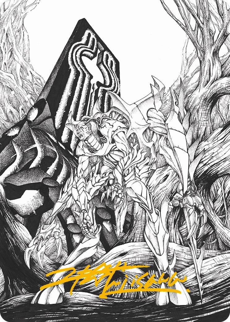 Lukka, Bound to Ruin Art Card (Gold-Stamped Signature) [Phyrexia: All Will Be One Art Series] MTG Single Magic: The Gathering  | Multizone: Comics And Games