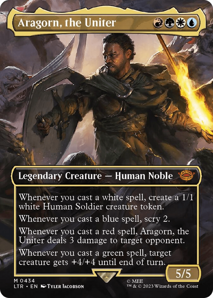 Aragorn, the Uniter (Borderless Alternate Art) [The Lord of the Rings: Tales of Middle-Earth] MTG Single Magic: The Gathering  | Multizone: Comics And Games