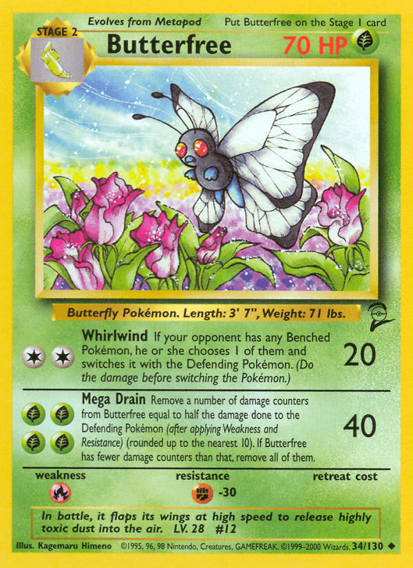 Butterfree (34/130) [Base Set 2] Pokemon Single Pokémon  | Multizone: Comics And Games