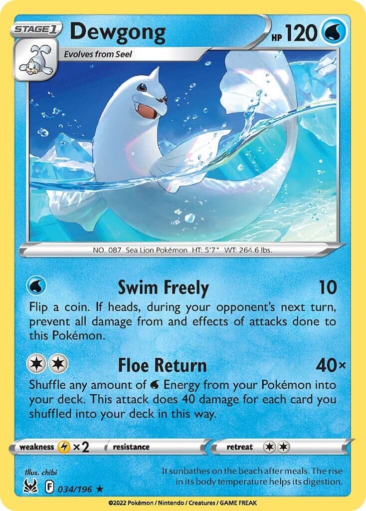 Dewgong (034/196) [Sword & Shield: Lost Origin] Pokemon Single Pokémon  | Multizone: Comics And Games