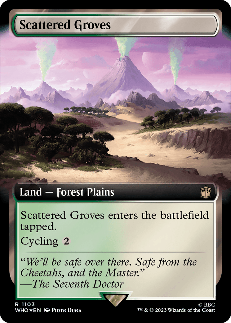Scattered Groves (Extended Art) (Surge Foil) [Doctor Who] MTG Single Magic: The Gathering  | Multizone: Comics And Games
