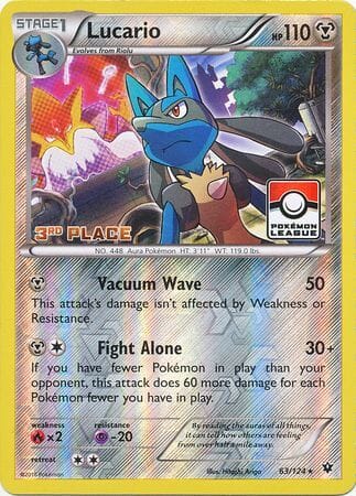 Lucario (63/124) (League Promo 3rd Place) [XY: Fates Collide] Pokemon Single Pokémon  | Multizone: Comics And Games