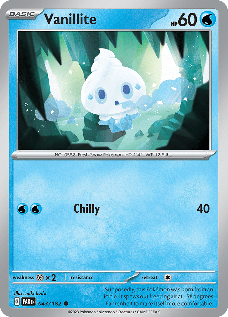 Vanillite (043/182) [Scarlet & Violet: Paradox Rift] Pokemon Single Pokémon  | Multizone: Comics And Games