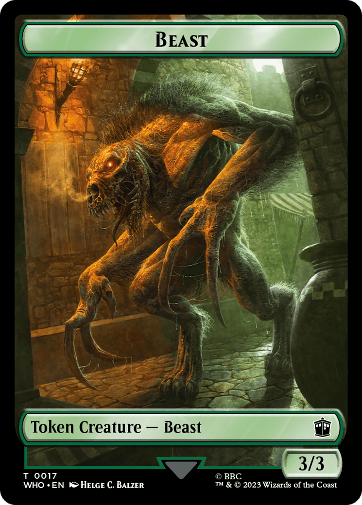 Warrior // Beast Double-Sided Token [Doctor Who Tokens] MTG Single Magic: The Gathering  | Multizone: Comics And Games