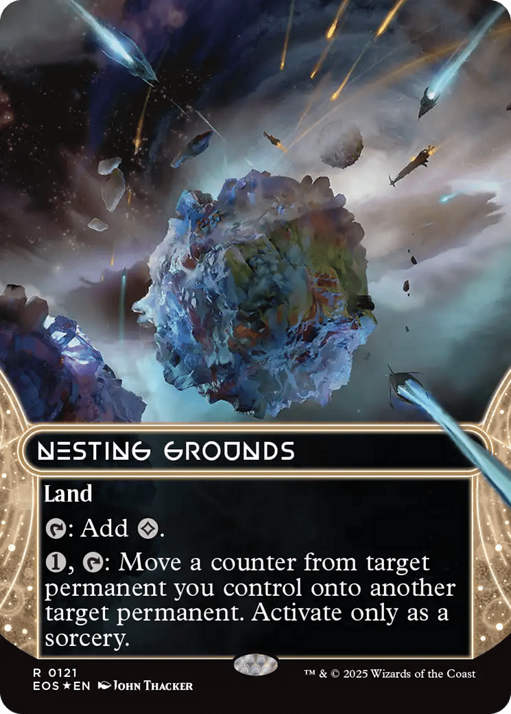 Nesting Grounds (0121) (Borderless) (Galaxy Foil) [Edge of Eternities: Stellar Sights] MTG Single Magic: The Gathering  | Multizone: Comics And Games