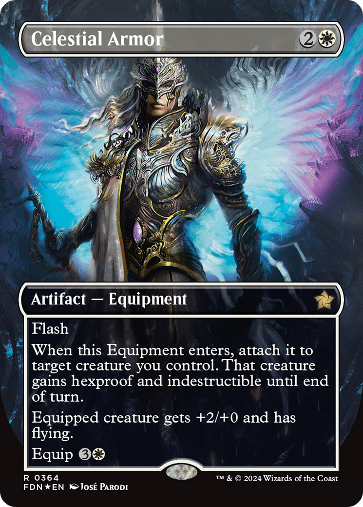 Celestial Armor (Borderless) (Mana Foil) [Foundations] MTG Single Magic: The Gathering  | Multizone: Comics And Games