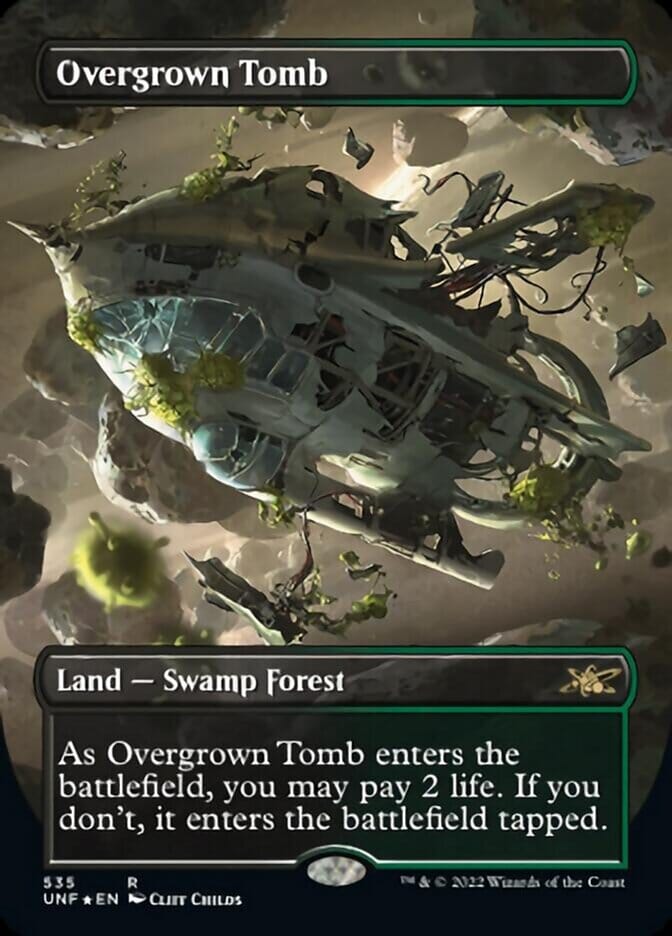Overgrown Tomb (Borderless) (Galaxy Foil) [Unfinity] MTG Single Magic: The Gathering  | Multizone: Comics And Games