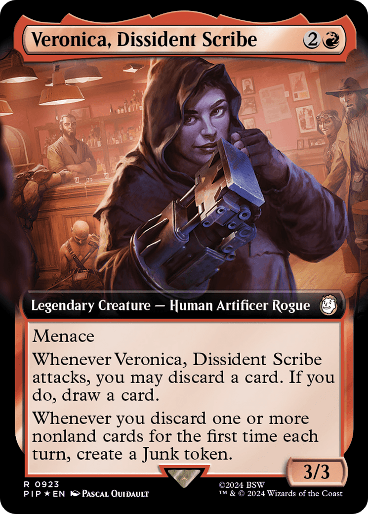 Veronica, Dissident Scribe (Extended Art) (Surge Foil) [Fallout] MTG Single Magic: The Gathering  | Multizone: Comics And Games