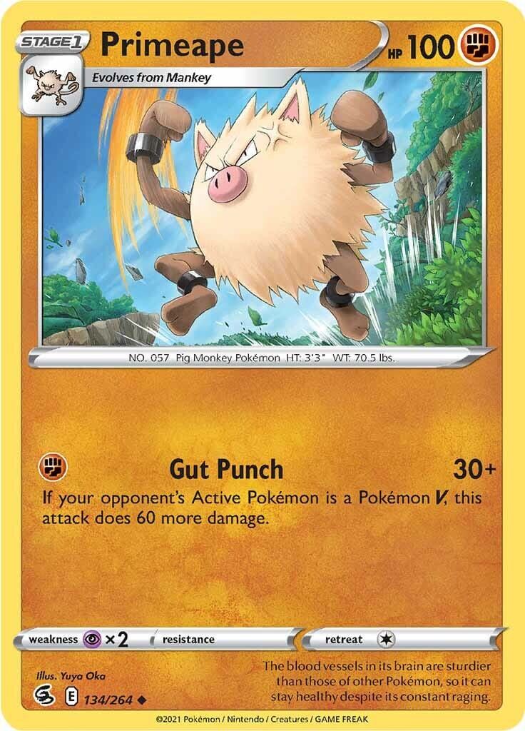 Primeape (134/264) [Sword & Shield: Fusion Strike] Pokemon Single Pokémon  | Multizone: Comics And Games