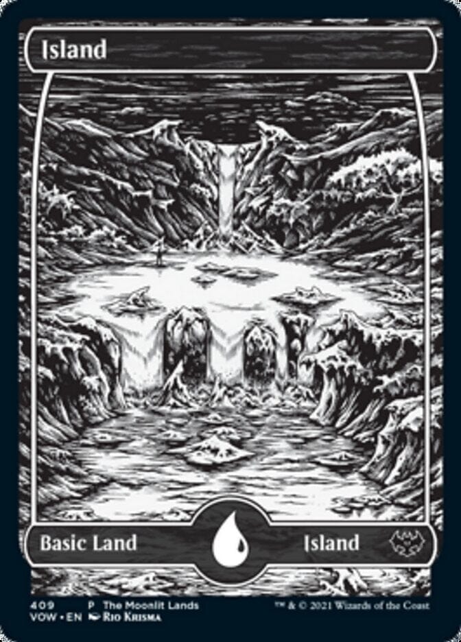 Island (The Moonlit Lands) (Foil Etched) [Innistrad: Crimson Vow Promos] MTG Single Magic: The Gathering  | Multizone: Comics And Games