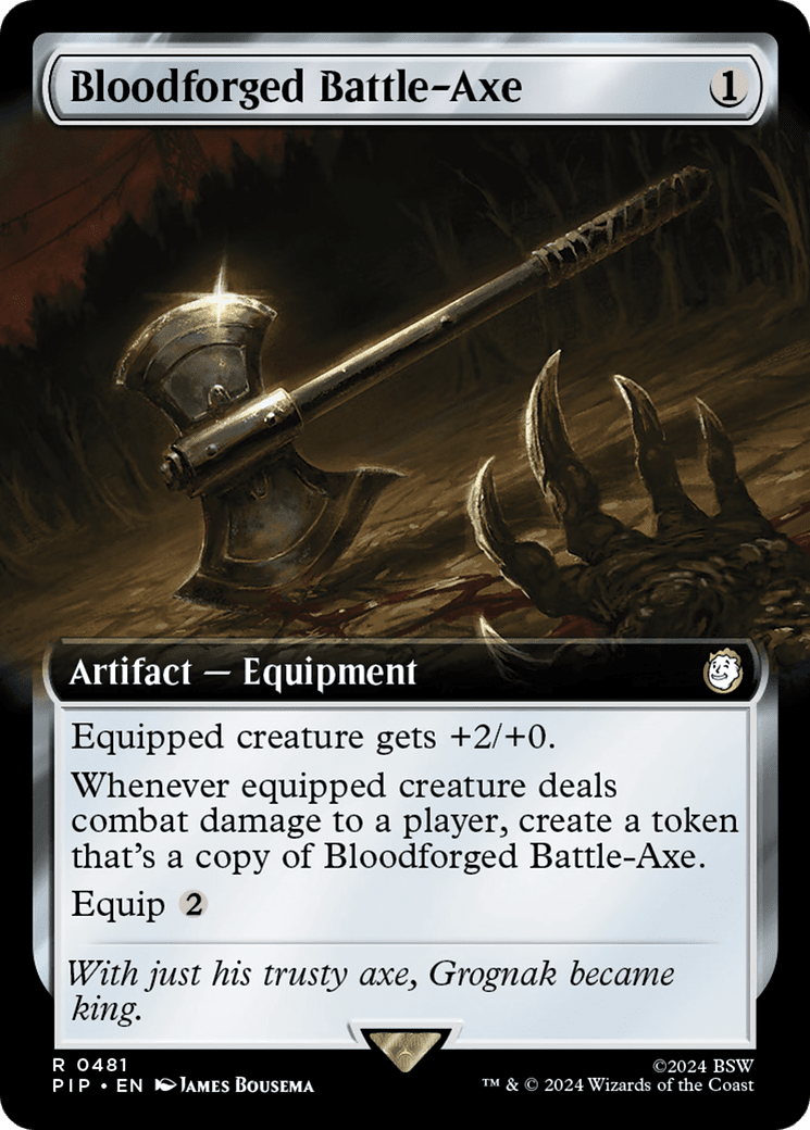 Bloodforged Battle-Axe (Extended Art) [Fallout] MTG Single Magic: The Gathering  | Multizone: Comics And Games