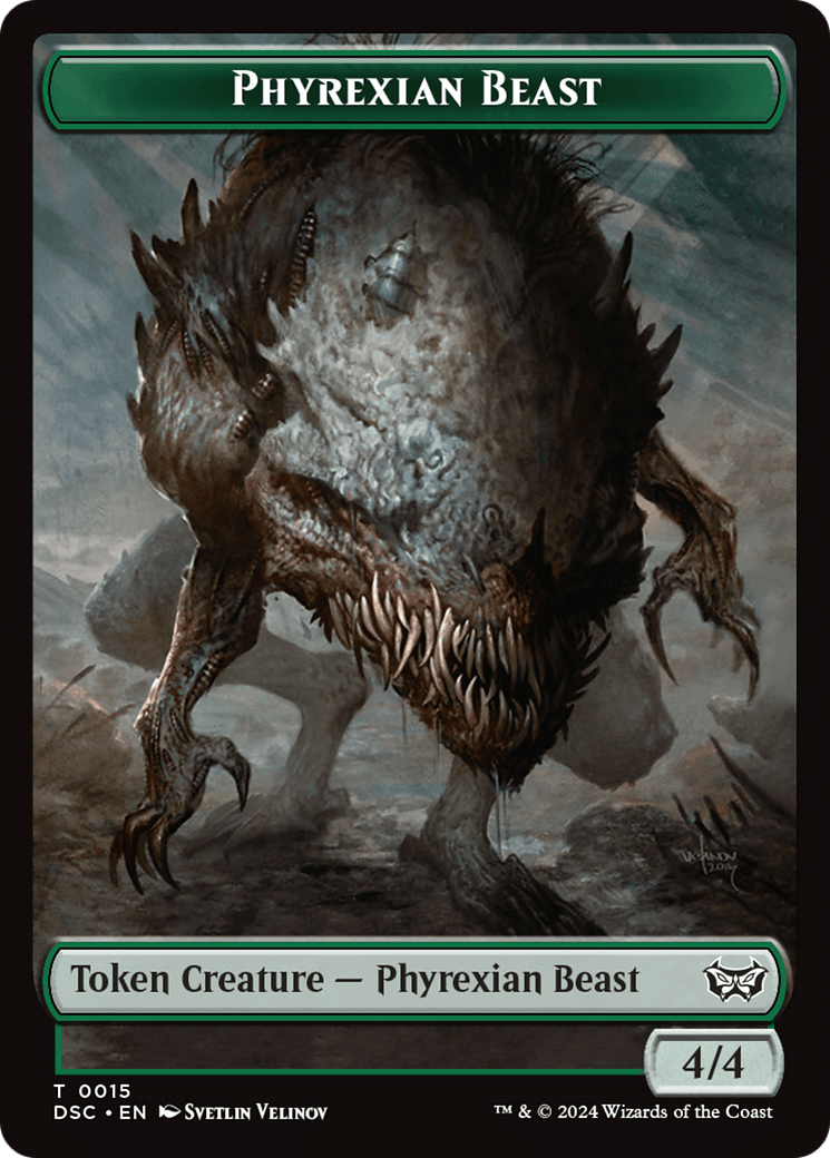 Phyrexian Beast //Manifest Double-Sided Token [Duskmourn: House of Horror Commander Tokens] MTG Single Magic: The Gathering  | Multizone: Comics And Games