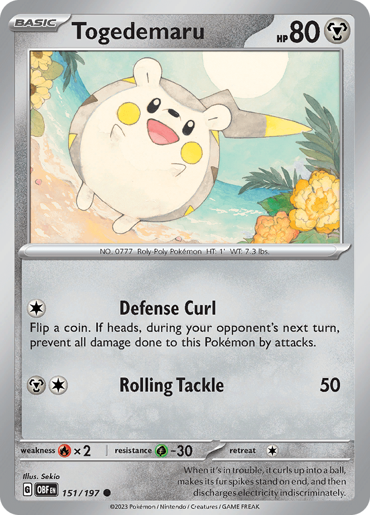 Togedemaru (151/197) [Scarlet & Violet: Obsidian Flames] Pokemon Single Pokémon  | Multizone: Comics And Games