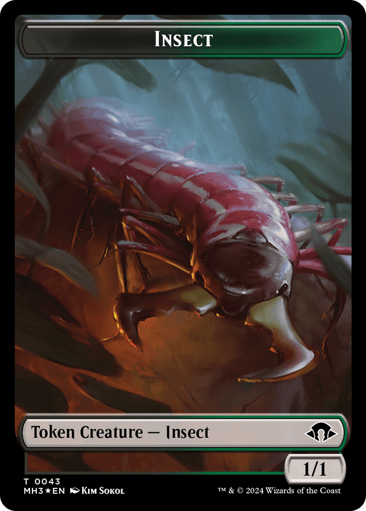Insect (0043) (Ripple Foil) // Zombie Double-Sided Token [Modern Horizons 3 Tokens] MTG Single Magic: The Gathering  | Multizone: Comics And Games
