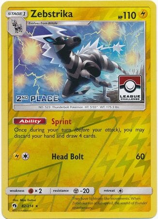 Zebstrika (82/214) (League Promo 2nd Place) [Sun & Moon: Lost Thunder] Pokemon Single Pokémon  | Multizone: Comics And Games