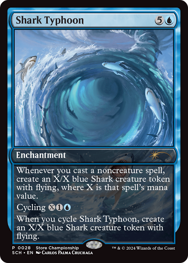 Shark Typhoon (Store Championship) [Bloomburrow Promos] MTG Single Magic: The Gathering  | Multizone: Comics And Games