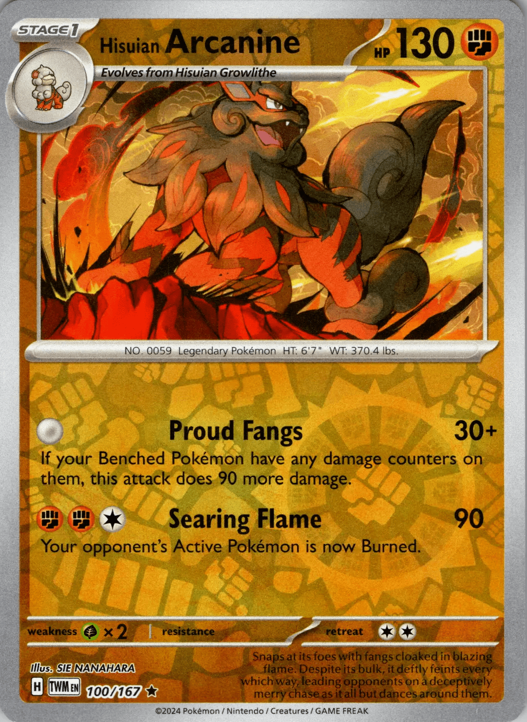 Hisuian Arcanine (100/167) [Scarlet & Violet: Twilight Masquerade] Pokemon Single Pokémon  | Multizone: Comics And Games