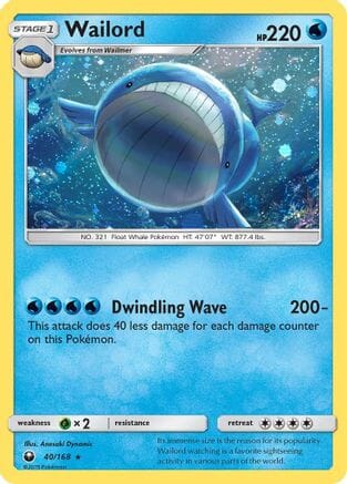 Wailord (40/168) (Cosmos Holo) [Sun & Moon: Celestial Storm] Pokemon Single Pokémon  | Multizone: Comics And Games