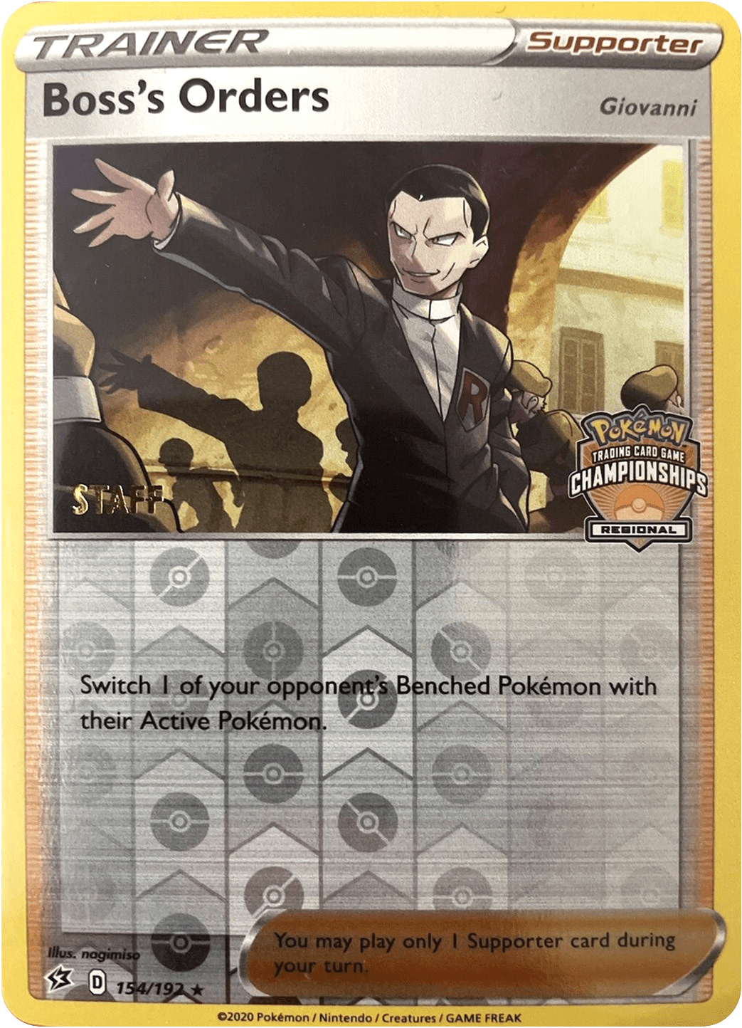 Boss's Orders (154/192) (Staff Regional Championships) [League & Championship Cards] Pokemon Single Pokémon  | Multizone: Comics And Games