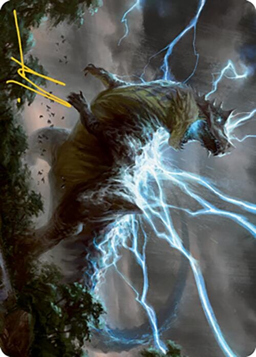 Thrasta, Tempest's Roar Art Card (41) (Gold-Stamped Signature) [Modern Horizons 2 Art Series] MTG Single Magic: The Gathering  | Multizone: Comics And Games