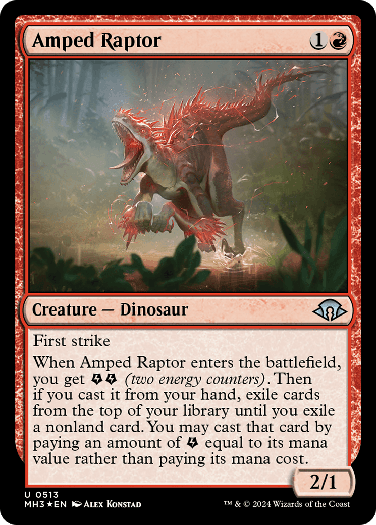 Amped Raptor (Ripple Foil) [Modern Horizons 3] MTG Single Magic: The Gathering  | Multizone: Comics And Games