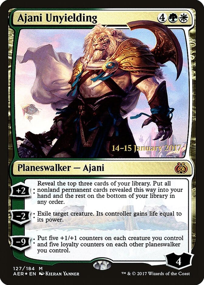 Ajani Unyielding [Aether Revolt Prerelease Promos] MTG Single Magic: The Gathering  | Multizone: Comics And Games